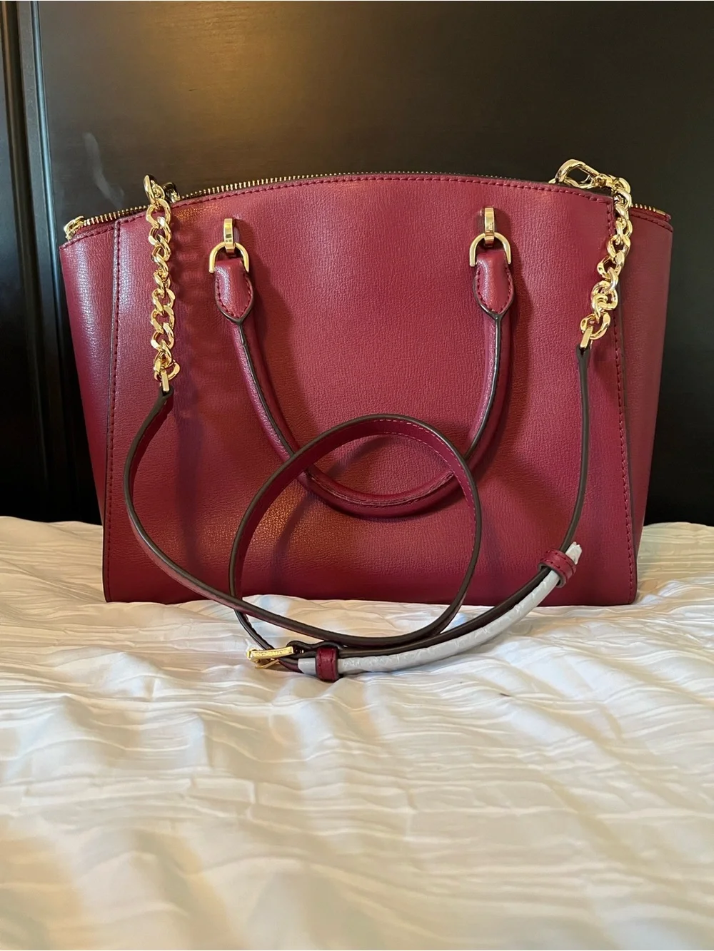 MICHAEL KORS Raspberry Leather Carryall Satchel